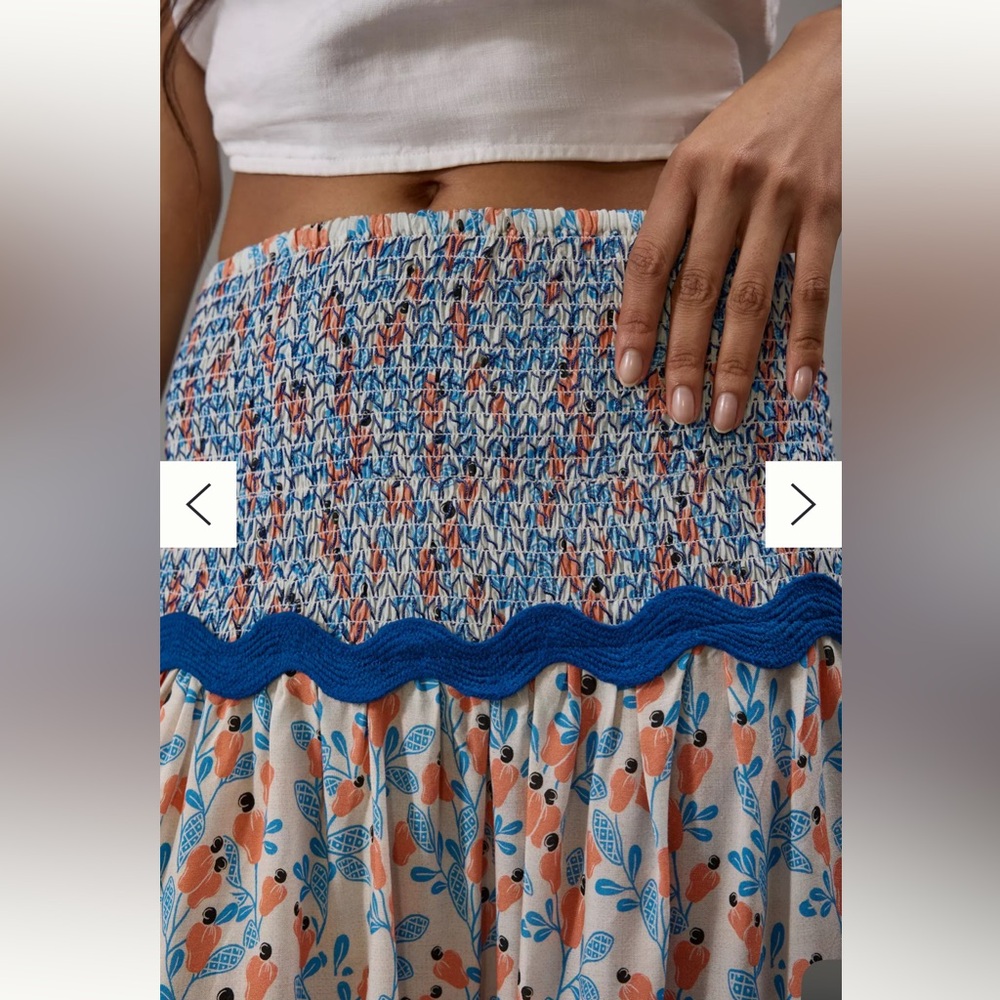 Farm Rio x Anthropologie Blue Ruffled Printed Tapestry Maxi Skirt - Picture 4 of 12